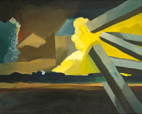 construction, oil on canvas, 50 × 40 cm, 2023 – Fawzy Elemrany