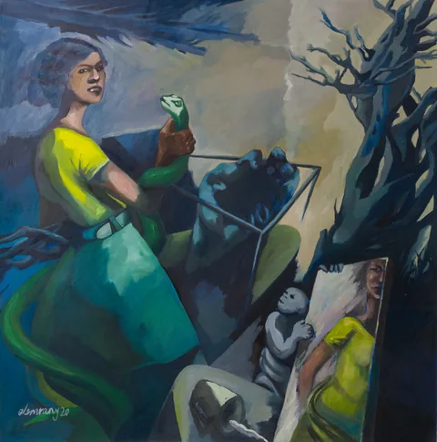 eherne, oil on canvas, 120 × 120 cm, 2020 – Fawzy Elemrany
