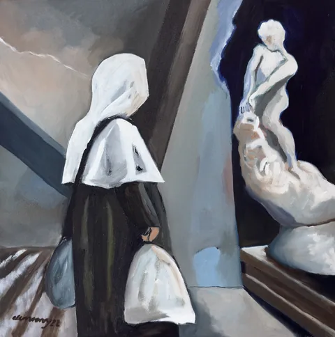 encounter, oil on canvas, 50 × 50 cm, 2022 – Fawzy Elemrany