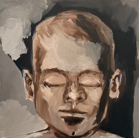 faces series 1, oil on canvas, 30 × 30 cm, 2024 – Fawzy Elemrany
