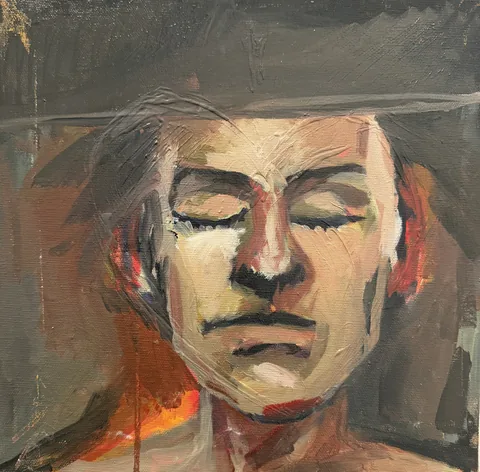 faces series 2, oil on canvas, 30 × 30 cm, 2024 – Fawzy Elemrany