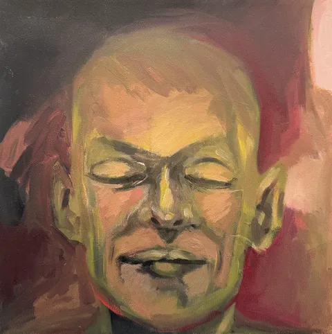 faces series 4, oil on canvas, 30 × 30 cm, 2024 – Fawzy Elemrany