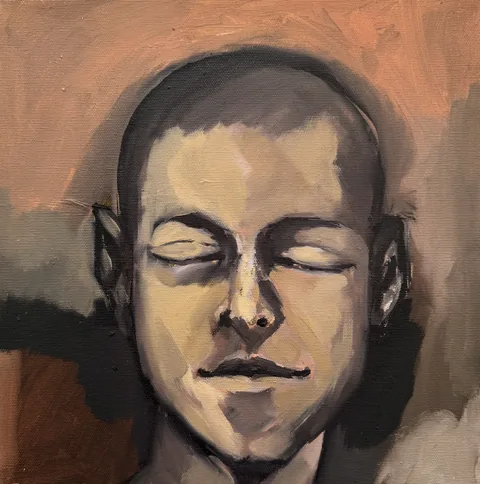 faces series 5, oil on canvas, 30 × 30 cm, 2024 – Fawzy Elemrany