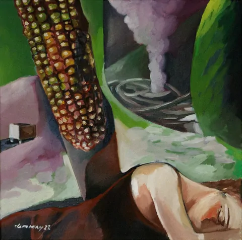 roughness, oil on canvas, 50 × 50 cm, 2022 – Fawzy Elemrany