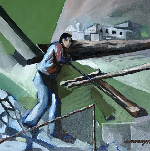 shifting, oil on canvas, 40 × 40 cm, 2022 – Fawzy Elemrany