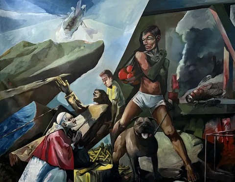 soli deo, oil on canvas, 258 × 200 cm, 2025 – Fawzy Elemrany