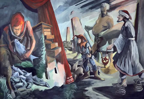 the collector, oil on canvas, 300 × 210 cm, 2016 – Fawzy Elemrany