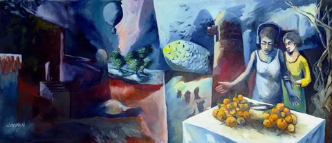 the dividing, oil on canvas, 194 × 84 cm, 2018 – Fawzy Elemrany