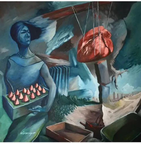 the gardener, oil on canvas, 120 × 120 cm, 2019 – Fawzy Elemrany