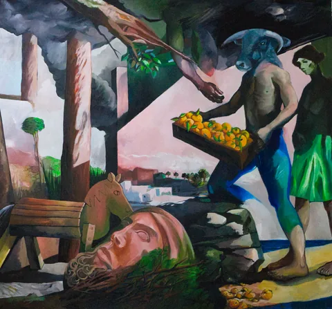 the gift, oil on canvas, 225 × 205 cm, 2022 – Fawzy Elemrany