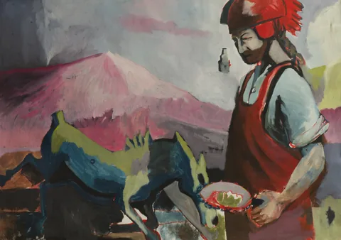 the pink mountain, oil on canvas, 100 × 60 cm, 2017 – Fawzy Elemrany