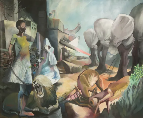 the wedding, oil on canvas, 250 × 210 cm, 2018 – Fawzy Elemrany