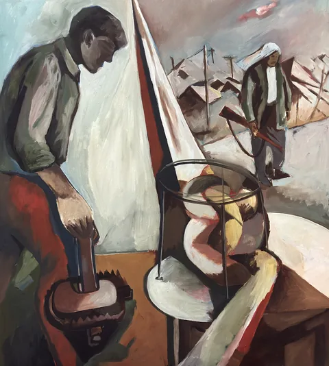 trap, oil on canvas, 100 × 90 cm, 2021 – Fawzy Elemrany